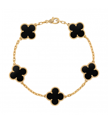 Van Cleef Gold Siyah Çelik Bileklik