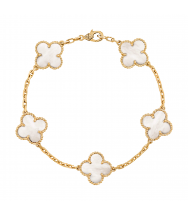 Van Cleef Gold Beyaz Çelik Bileklik