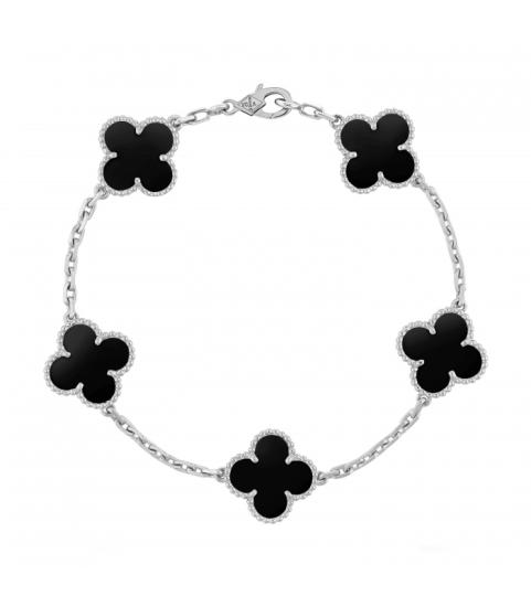 Van Cleef Silver Siyah Çelik Bileklik
