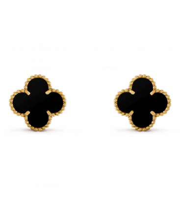 Van Cleef Gold Siyah Çelik Küpe