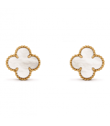 Van Cleef Gold Beyaz Çelik Küpe