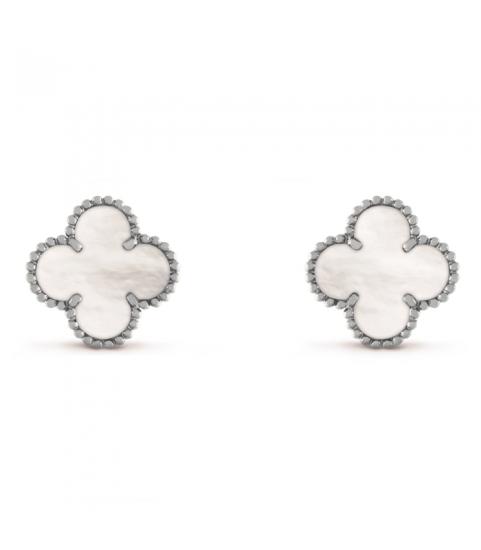 Van Cleef Silver Beyaz Çelik Küpe
