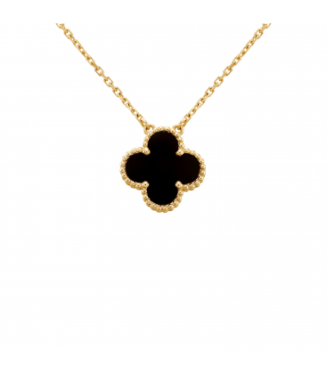 Van Cleef Gold Siyah Çelik Kolye