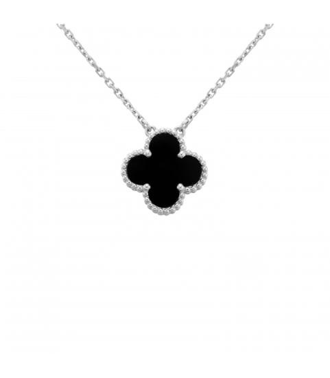 Van Cleef Silver Siyah Çelik Kolye